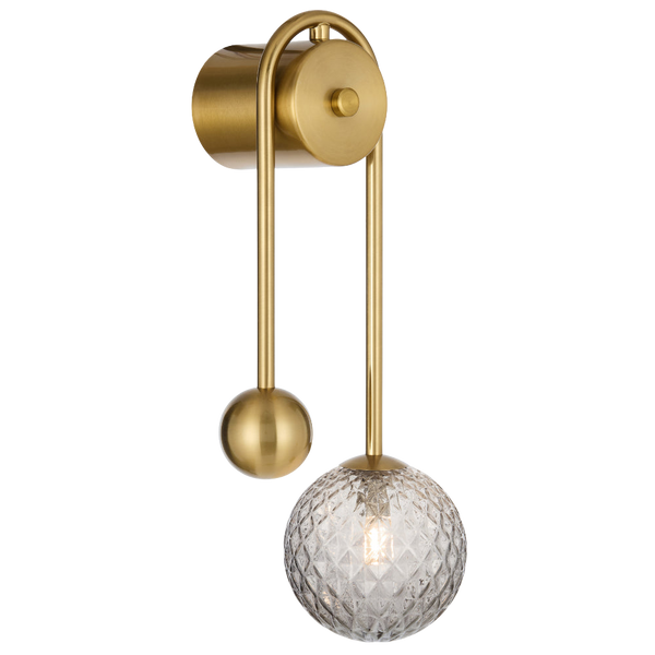 Telbix Felton Arm Wall Light Antique Gold Smoke Tear