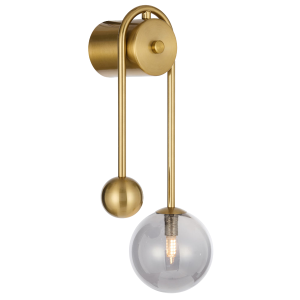 Telbix Felton Arm Wall Light Antique Gold Smoke