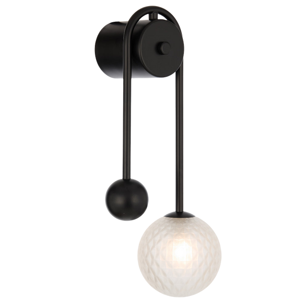 Telbix Felton Arm Wall Light Black Frost Tear
