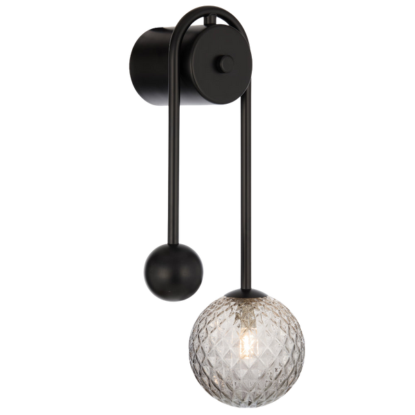 Telbix Felton Arm Wall Light Black Smoke Tear