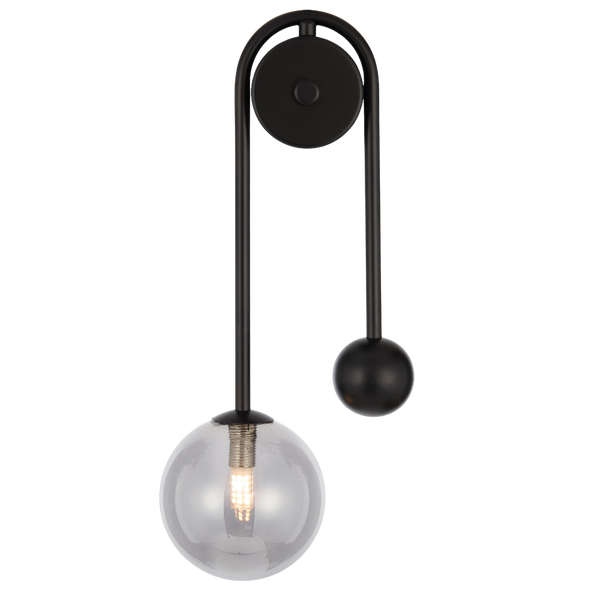 Telbix Felton Arm Wall Light Black Smoke