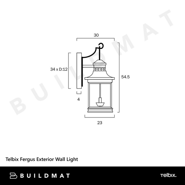 Telbix Fergus Exterior Wall Light Black