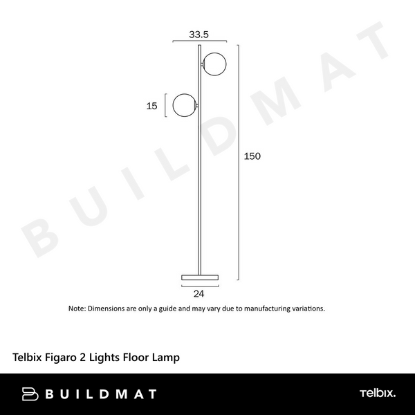 Telbix Figaro 2 Lights Floor Lamp Black