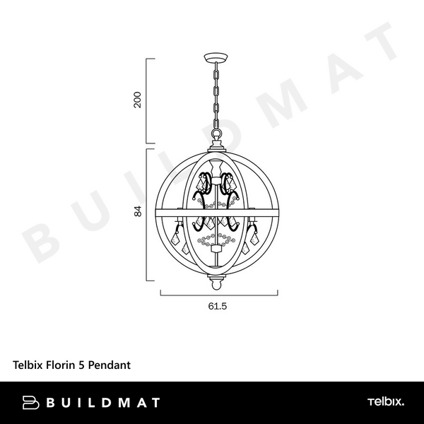 Telbix Florin 5 Pendant Wood