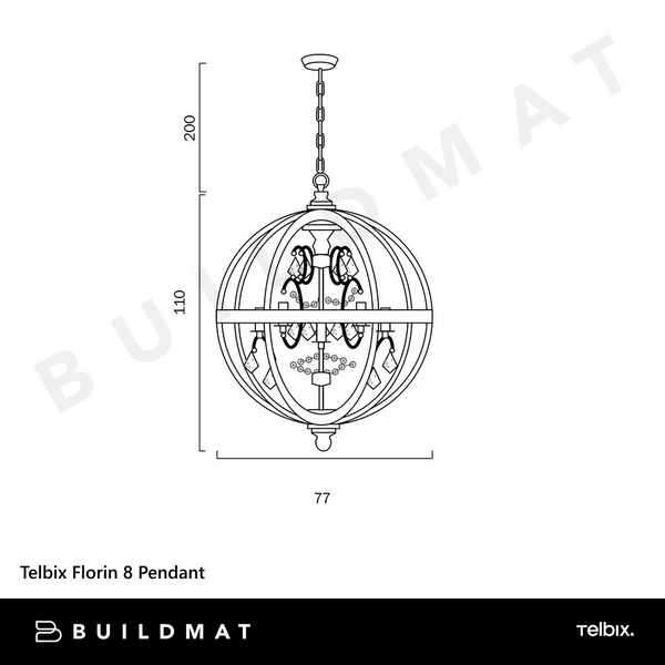 Telbix Florin 8 Pendant Wood