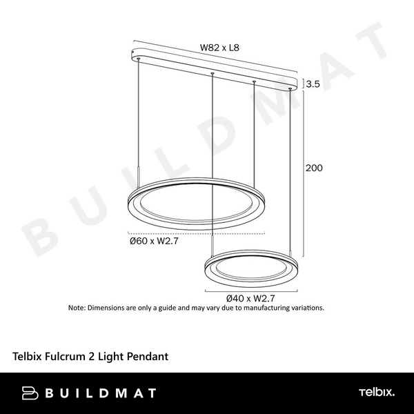 Telbix Fulcrum 2 Light Pendant Grey