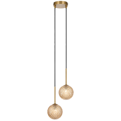 Telbix Gaston 2 Light Pendant Antique Gold Amber Tear