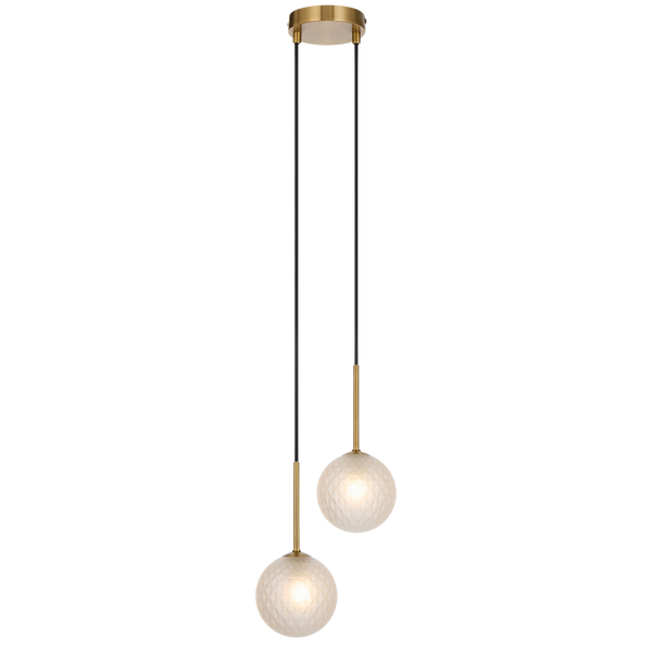 Telbix Gaston 2 Light Pendant Antique Gold Frost Tear