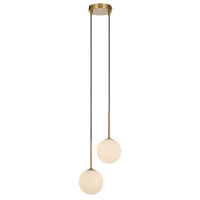 Telbix Gaston 2 Light Pendant Antique Gold Opal Matt