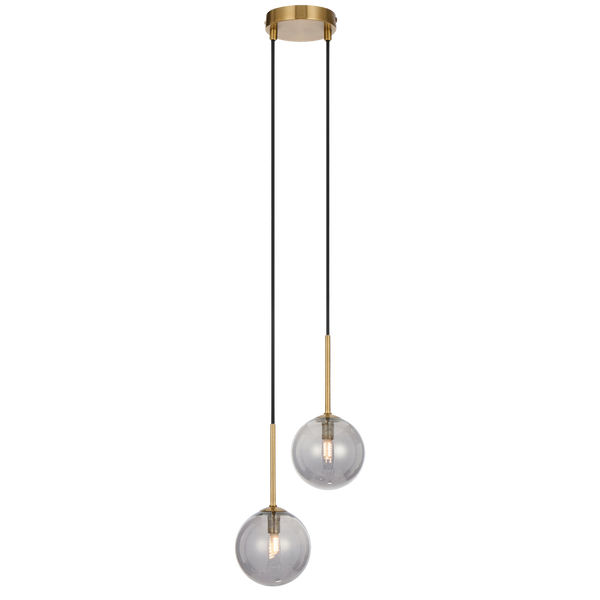 Telbix Gaston 2 Light Pendant Antique Gold Smoke