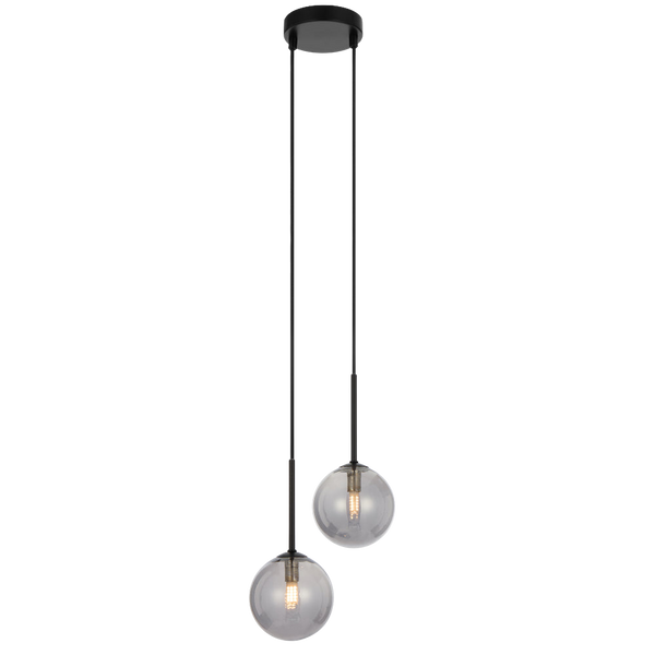 Telbix Gaston 2 Light Pendant Black Smoke