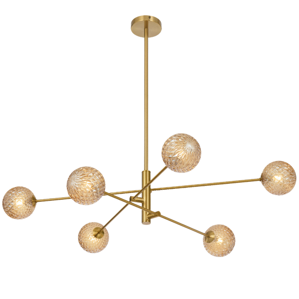 Telbix Gaston 6 Light Pendant Antique Gold Amber Tear