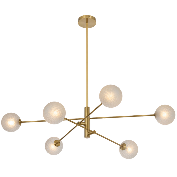 Telbix Gaston 6 Light Pendant Antique Gold Frost Tear