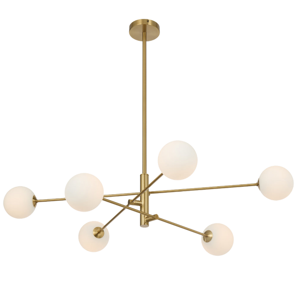 Telbix Gaston 6 Light Pendant Antique Gold Opal Matt