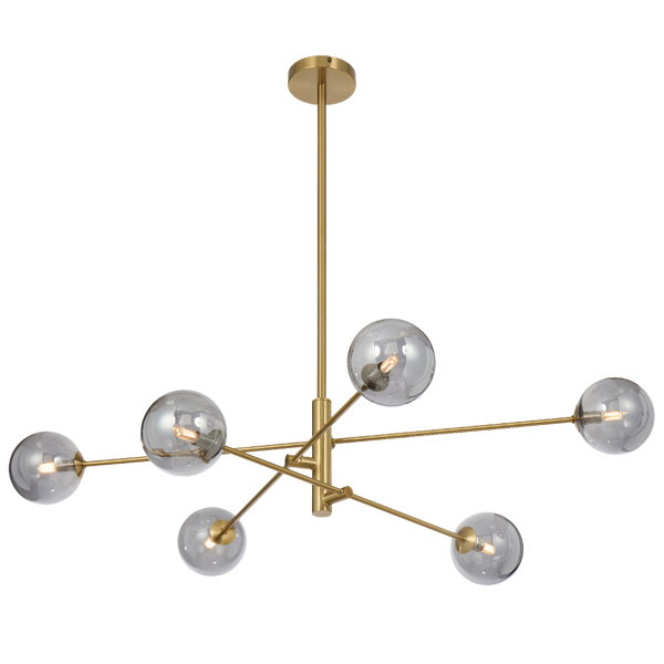 Telbix Gaston 6 Light Pendant Antique Gold Smoke