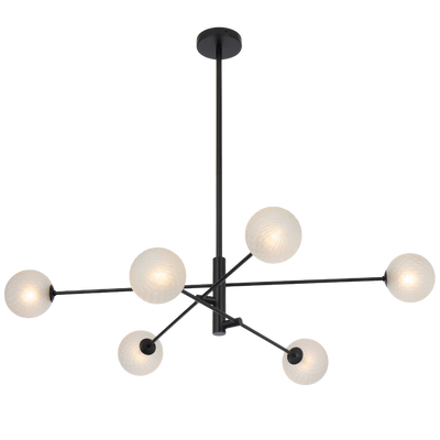Telbix Gaston 6 Light Pendant Black Frost Tear