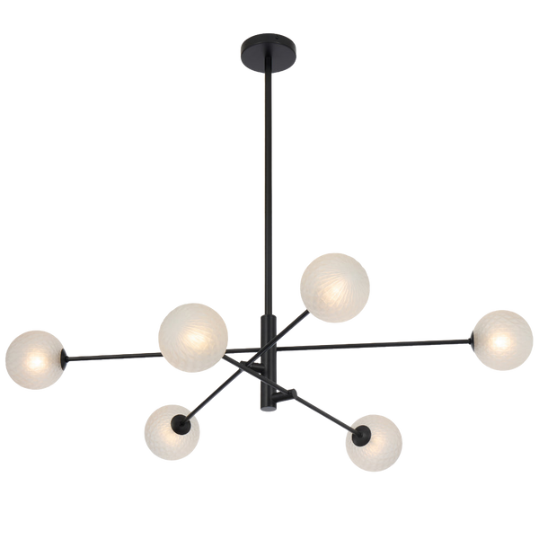 Telbix Gaston 6 Light Pendant Black Frost Tear