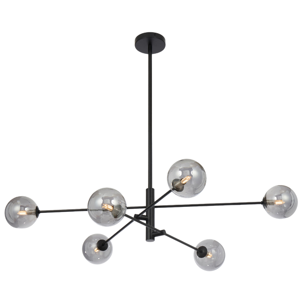 Telbix Gaston 6 Light Pendant Black Smoke