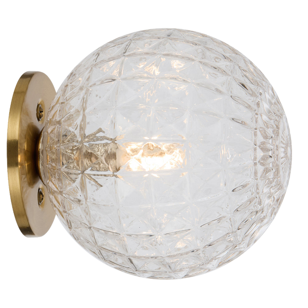 Telbix Gaston Wall Light Antique Gold Clear Prism