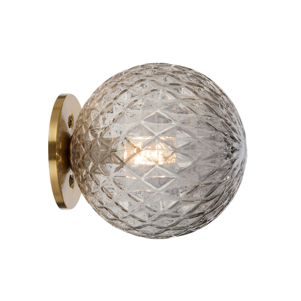 Telbix Gaston Wall Light Antique Gold Smoke Tear