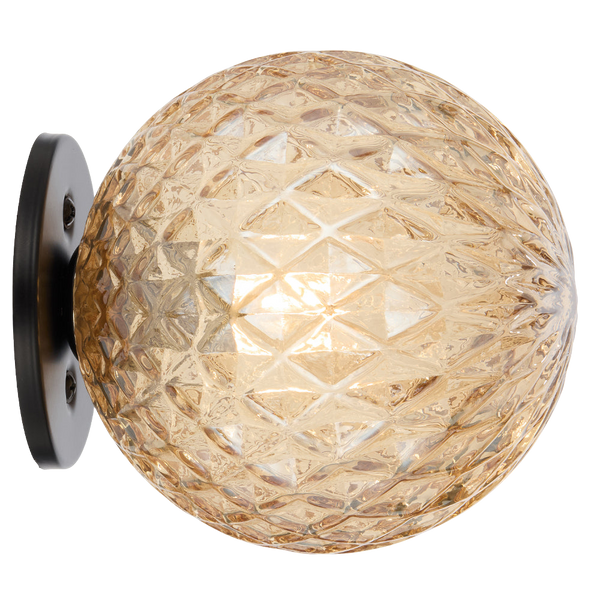 Telbix Gaston Wall Light Black Amber Tear