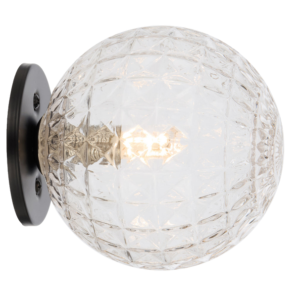 Telbix Gaston Wall Light Black Clear Prism