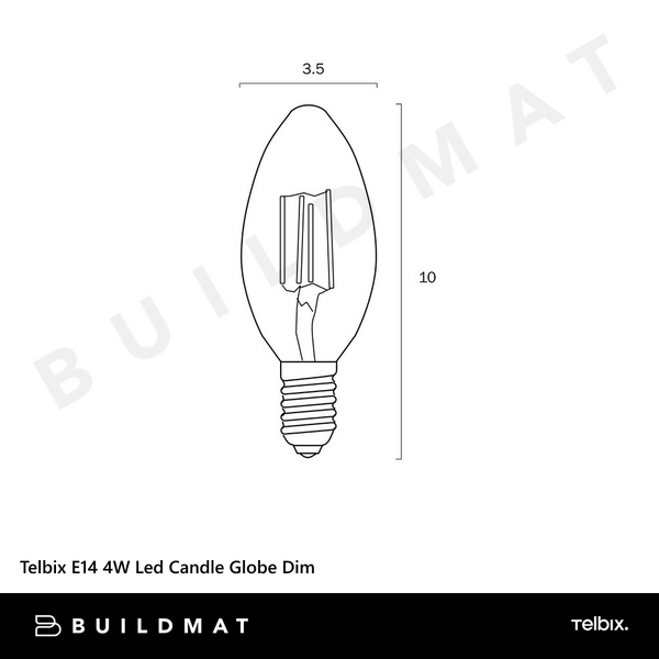Telbix E14 4W Led Candle Globe Clear Dim 5000K
