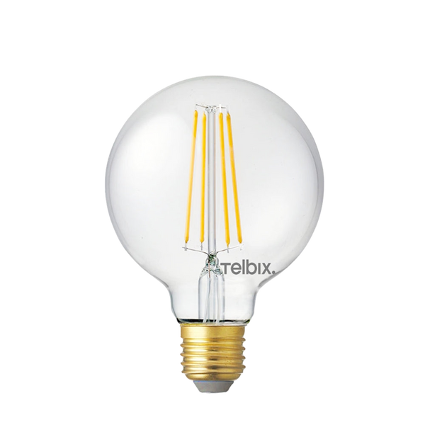 Telbix E27 G95 8W Led Globe Clear Dim 3000K