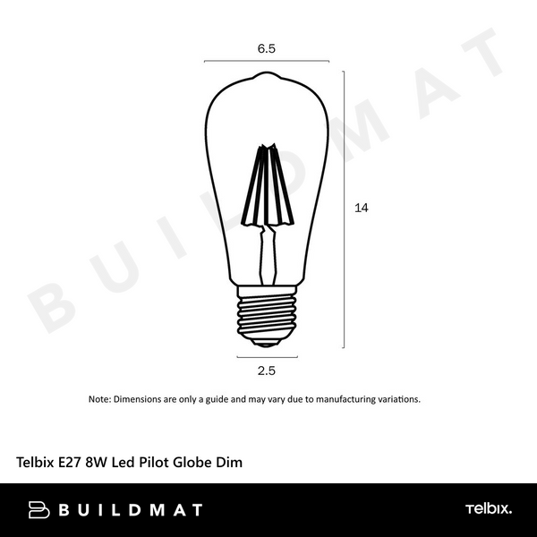 Telbix E27 8W Led Pilot Globe Dim 5000K
