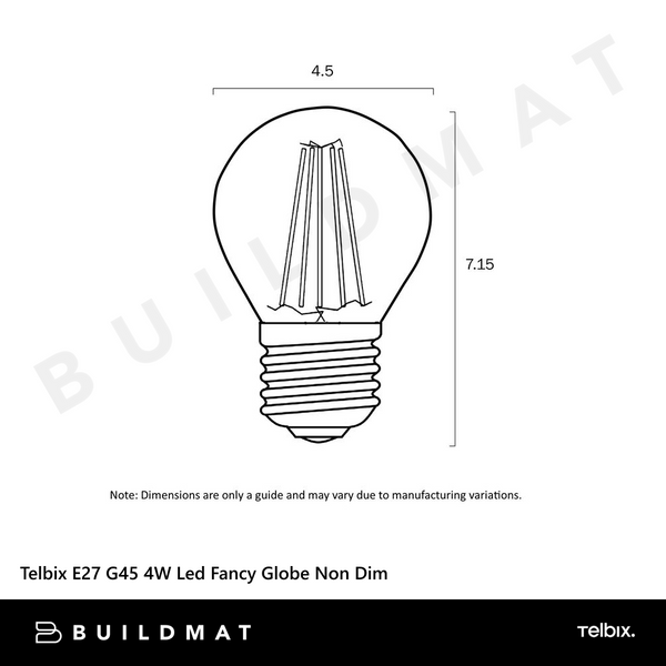 Telbix E27 G45 4W Led Fancy Round Globe Non Dim 3000K