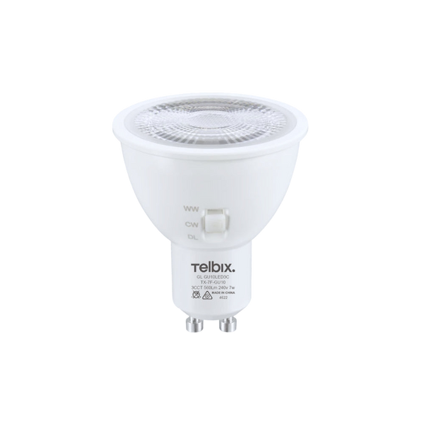 Telbix Gu10 7W Focal Wide 38 Led Globe 3CCT Non Dim White