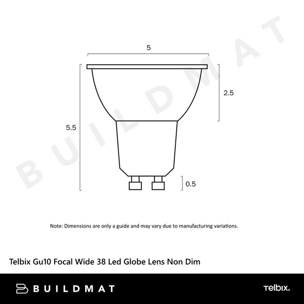 Telbix Gu10 Focal Wide 38 Led Globe Lens Non Dim 4000K