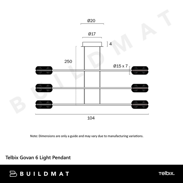Telbix Govan 6 Light Pendant Antique Gold