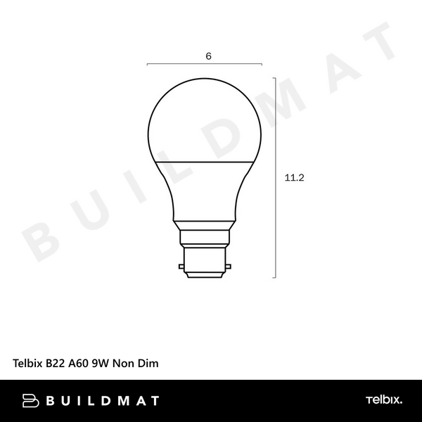 Telbix E27 A60 8W Led Globe Clear Dim 3000K