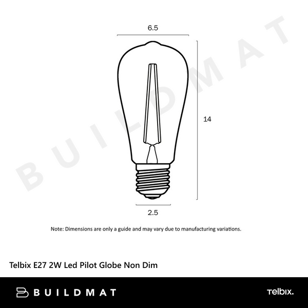 Telbix E27 2W Led Pilot Globe Non Dim 2400K