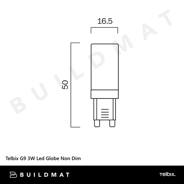 Telbix G9 3W Led Globe Clear Non Dim 5000K