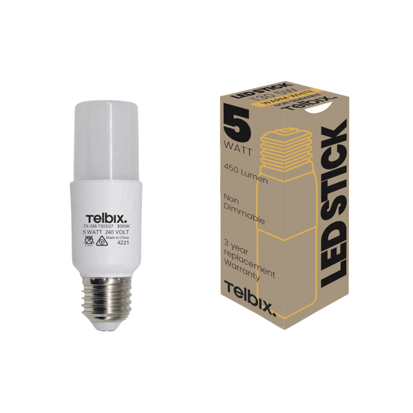 Telbix E27 T30 5W Led Stick Globe Opal Non Dim 3000K
