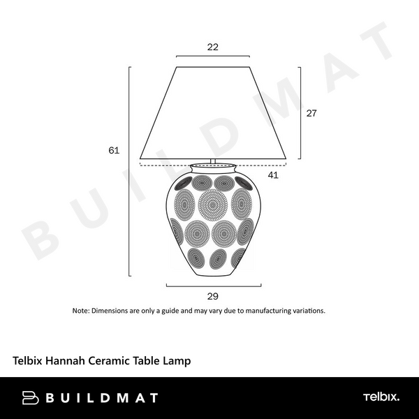 Telbix Hannah Ceramic Table Lamp Blue