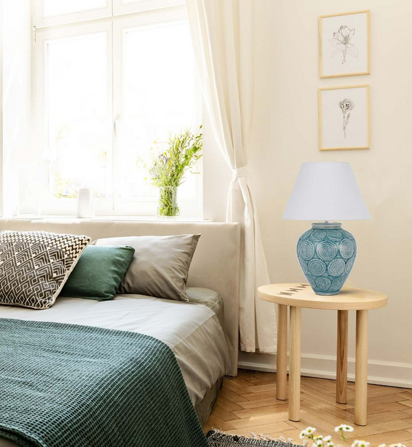 Telbix Hannah Ceramic Table Lamp Blue