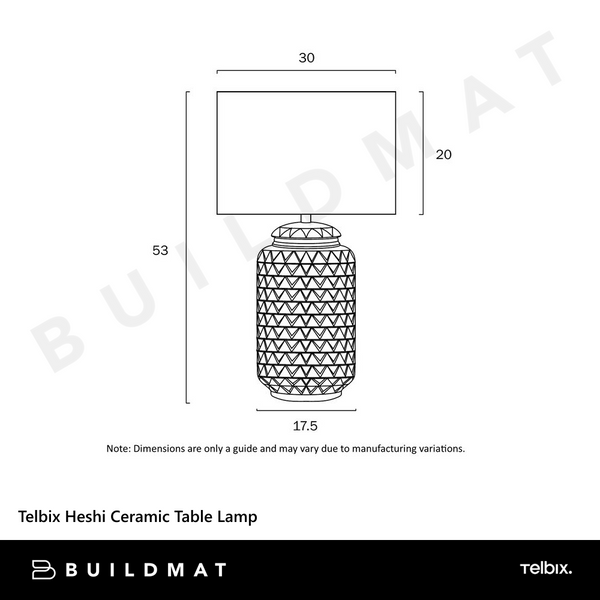 Telbix Heshi Ceramic Table Lamp White