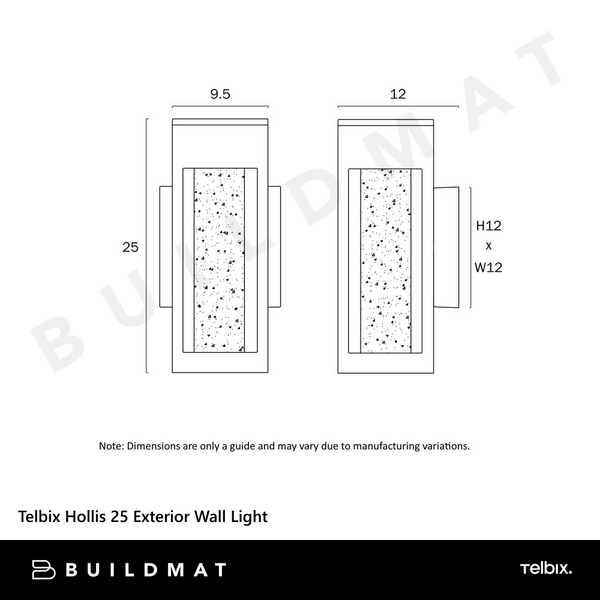 Telbix Hollis 25 Exterior Wall Light Black