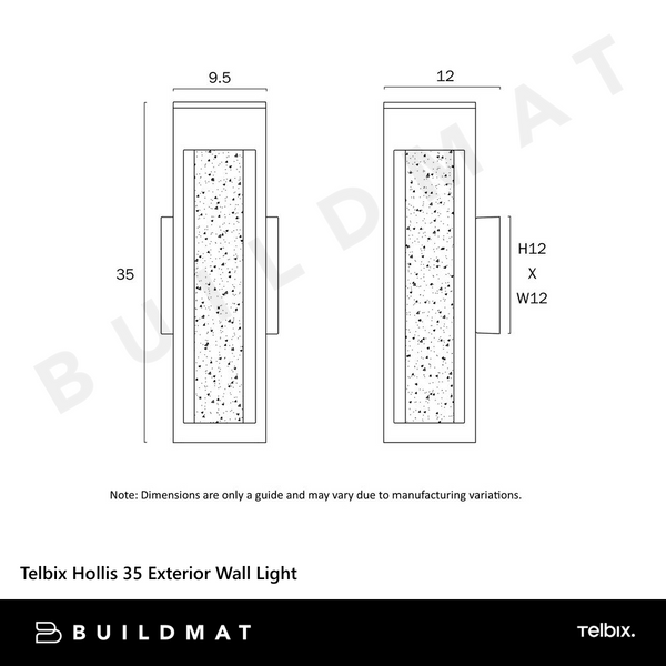 Telbix Hollis 35 Exterior Wall Light Black