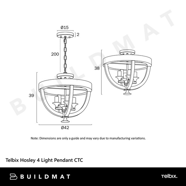 Telbix Hosley 4 Light Pendant CTC Black