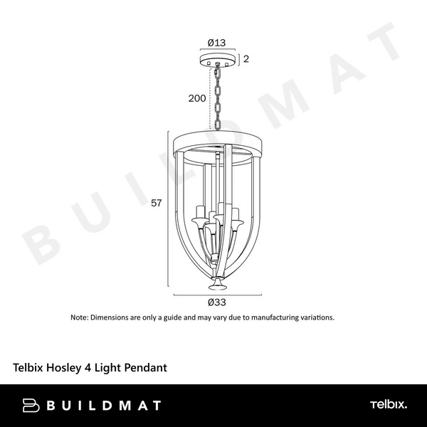 Telbix Hosley 4 Light Pendant Black