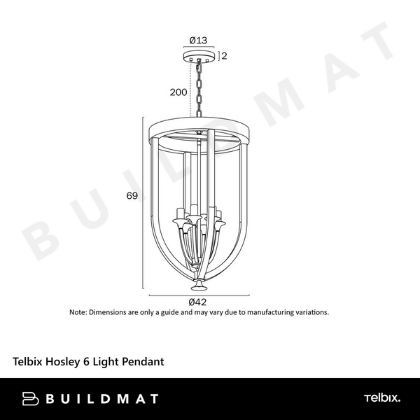 Telbix Hosley 6 Light Pendant Black