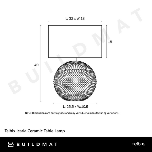Telbix Icaria Ceramic Table Lamp Gold