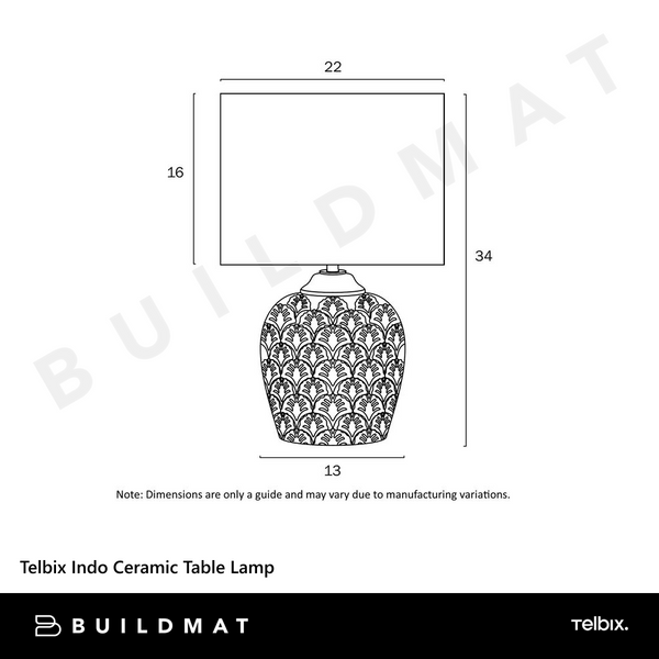 Telbix Indo Ceramic Table Lamp Cream