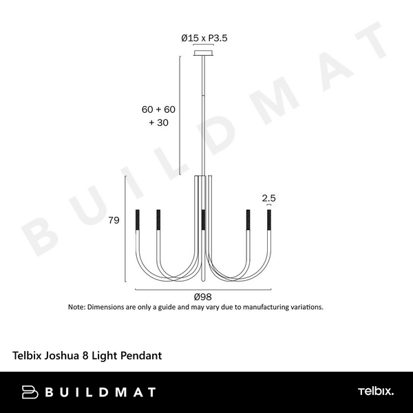 Telbix Joshua 8 Light Pendant Black