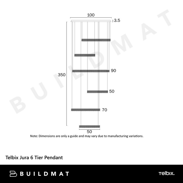 Telbix Jura 6 Tier Pendant Gold