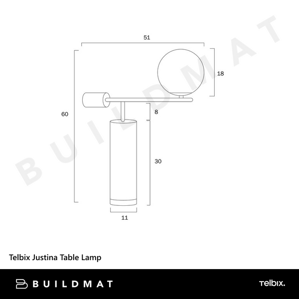 Telbix Justina Table Lamp Chrome Smoke Black